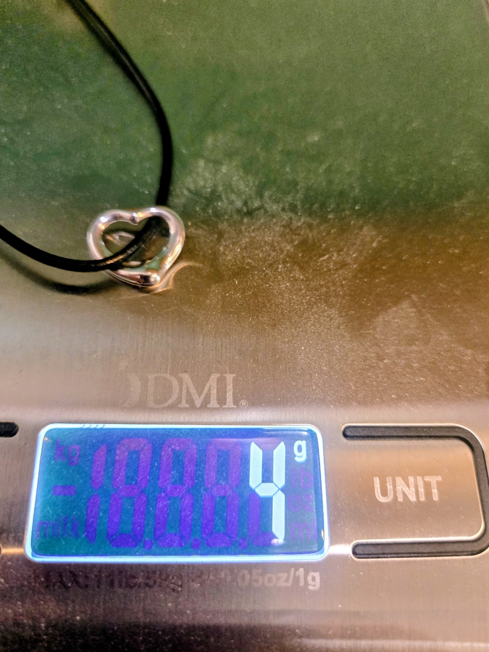 Tiffany Elsa Peretti Open Heart In Platinum. Small, 16mm Size. Leather Cord 20"